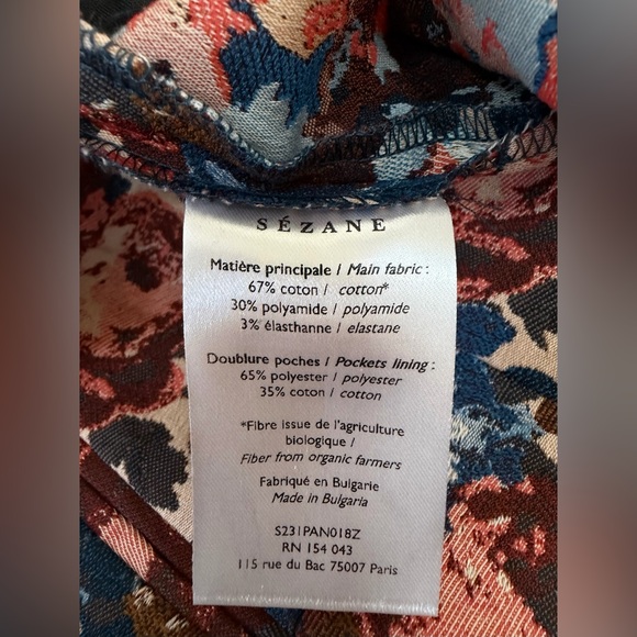 Sezane Jacquard Floral Patterned Pants October Roses Trousers - Picture 12 of 13